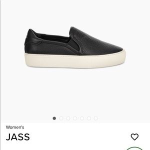 Ugg Jass Black Leather Slip On Shoes